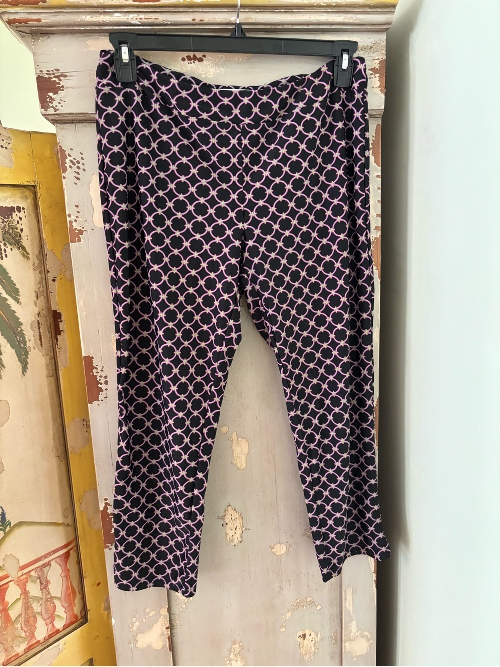 Women Black and lavender Geometric Print Leggings - Jude Connally